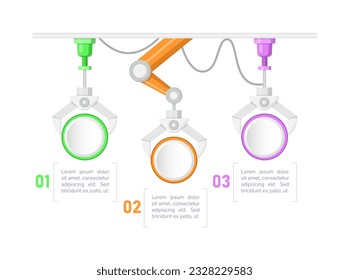 Production methods innovation infographic chart design template. Abstract vector infochart with blank copy spaces. Instructional graphics with 3 step sequence. Visual data presentation