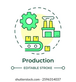Production multi color concept icon. Transforming raw materials into finished goods. Circular economy. Round shape line illustration. Abstract idea. Graphic design. Easy to use in presentation - Powered by Shutterstock - Get 15% off with code: PIKWIZARD15