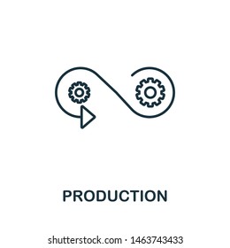 Production outline icon. Thin line style from community icons collection. Pixel perfect simple element production icon for web design, apps, software, print usage.
