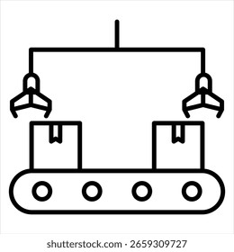 Ilustración vectorial de icono de esquema de producción