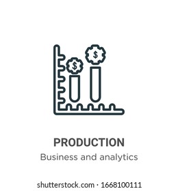 Production outline vector icon. Thin line black production icon, flat vector simple element illustration from editable business concept isolated stroke on white background