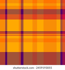 Produktionskarierte Hintergrundtextilie, Vektorgrafik außen nahtlos. Scratch Schottenmuster Textur in orange und helle Farben.
