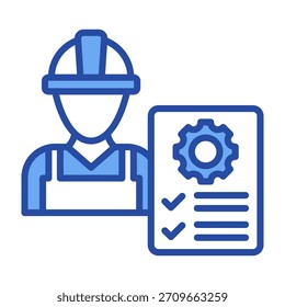 Icono de planificación de producción Ilustración vectorial azul