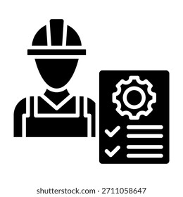 Ilustración vectorial de glifo de icono de planificación de producción