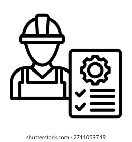 Ilustración vectorial de línea de iconos de planificación de producción