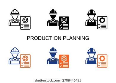 Icono de planificación de producción Multi Style Ilustración vectorial