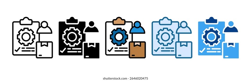 Conjunto de iconos de planificación de producción Colección de estilos múltiples