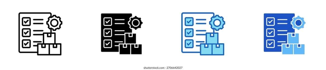 Conjunto de iconos de planificación de producción Colección de estilos múltiples