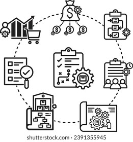 ilustración vectorial de icono de planificación de producción