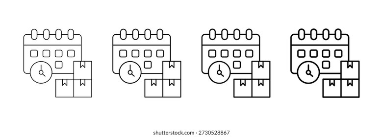 Vector de los iconos de la planificación de la producción fijado en diverso estilo de la línea del movimiento