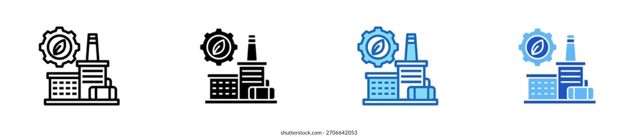 Production Plant Icon Set Multiple Style Collection