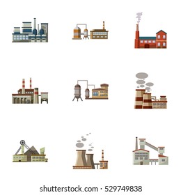 Production Plant Icons Set Cartoon Illustration Stock Vector (Royalty ...