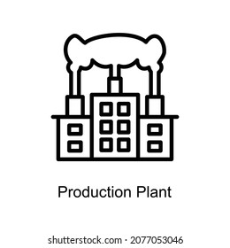 Production Plant vector outline icon. Illustration style EPS 10 file format