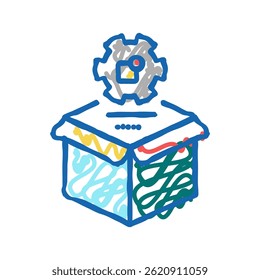 processo de produção ícone doodle esboço vetor. processo de produção sinal. símbolo isolado ilustração