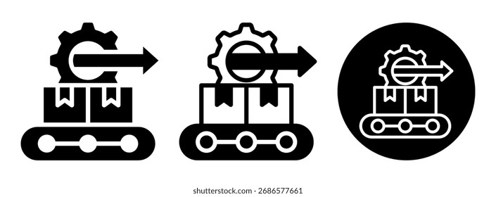 Production Process Icon Collection Glyph and Mixed Vector Illustration