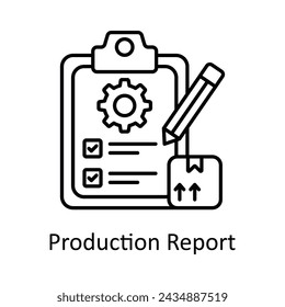 Production Report vector outline icon design illustration. Manufacturing units symbol on White background EPS 10 File