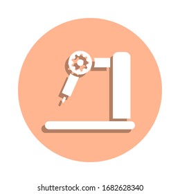 Production robot badge icon. Simple glyph, flat vector of engineering icons for ui and ux, website or mobile application