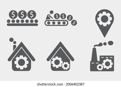 Señales de ilustración de iconos vectoriales de conjunto de producción