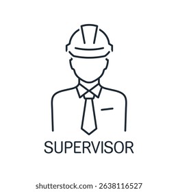  Production supervisor. Vector linear icon illustration. Isolated on white background.