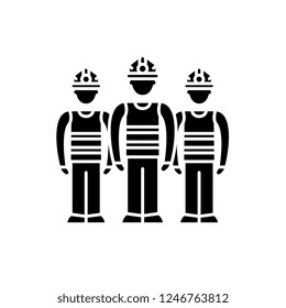 Production team black icon, vector sign on isolated background. Production team concept symbol, illustration 