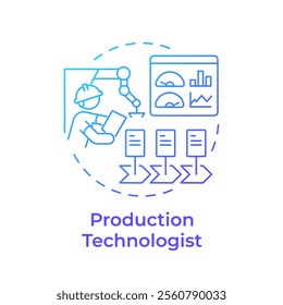 Production technologist blue gradient concept icon. Professional worker. Choosing contract manufacturer. Round shape line illustration. Abstract idea. Graphic design. Easy to use in article