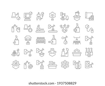 Produktionstechnologie. Sammlung von perfekt dünnen Symbolen für Webdesign, App und modernste Projekte. Das Kit der Zeichen für Kategorie Technologie.