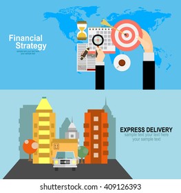 Production, transportation, delivery of cargo. Infographics. Map. Vector illustration .Business strategy. 