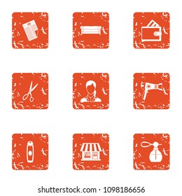Production unit icons set. Grunge set of 9 production unit vector icons for web isolated on white background