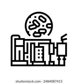 production wood pellets line icon vector. production wood pellets sign. isolated contour symbol black illustration