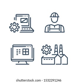 Production worker, operation or administration, manufacture industry concept, vector line icon