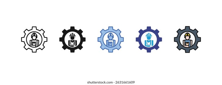 Icono de los trabajadores de producción establece el estilo multi de la colección