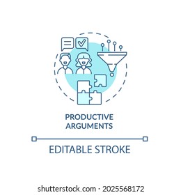 Productive Arguments In Mature Couple Communication Concept Icon. Respect And Consensus Abstract Idea Thin Line Illustration. Vector Isolated Outline Color Drawing. Editable Stroke