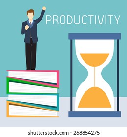 Productive business man can finish his works within deadline.