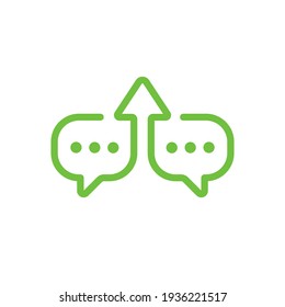 Productive dialog icon. Constructive discussion sign. Linear Speech bubble with rise arrow. Language improvement.