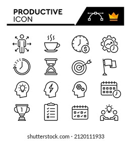 Productive line icons set. Editable Stroke