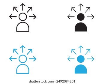 Productive man icon black and white vector outline sign