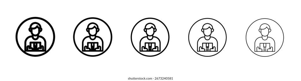 Productive man icon thin line outline set or collection