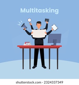 Maestría productiva, productividad y capacidad de gestión de proyectos, trabajo multitarea y concepto de gestión del tiempo, hábiles elementos de malabarismo de empresarios, laptop, calendario, ideas