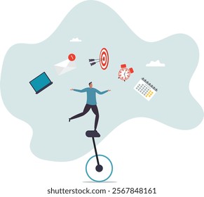 Productive master, productivity and project management skill, multitasking work and time management concept,business concept.flat character.