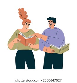 Equipo productivo con hombre de negocios y mujer con libro Trabajar juntos Ilustración vectorial