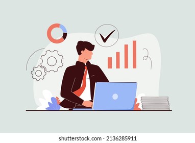 Productive work with effective process time management tiny person concept. Productivity growth with professional task planning vector illustration. Scheduled work for efficiency and time optimization