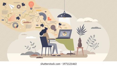 Productive work flow and efficient job tasks planning scene tiny person concept. Process management and business control with time and quality optimization vector illustration. Self discipline result.