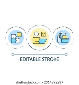 Productive work loop concept icon. Support at workplace. Complete job tasks successfully. Assignments abstract idea thin line illustration. Isolated outline drawing. Editable stroke. Arial font used