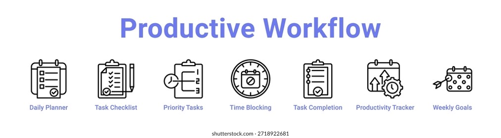 -Produktiver Workflow Symbol Banner und Sammlung