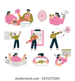 Productive Workflow with Man and Woman Managing Task Vector Set