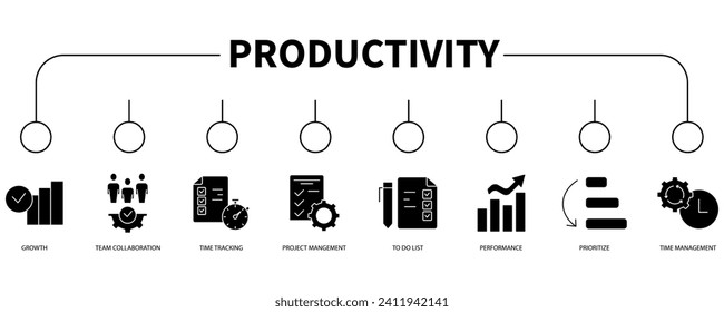 Pancarta de productividad icono web ilustración vectorial