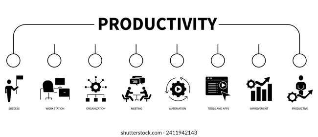 Pancarta de productividad icono web ilustración vectorial