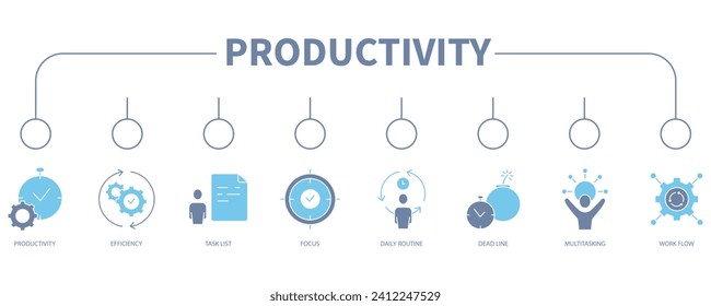 Pancarta de productividad icono web ilustración vectorial