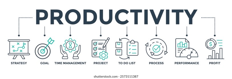 Productivity banner web icon vector illustration for business and industry
