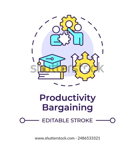 Productivity bargaining multi color concept icon. Labor organization, efficiency control. Round shape line illustration. Abstract idea. Graphic design. Easy to use in infographic, presentation